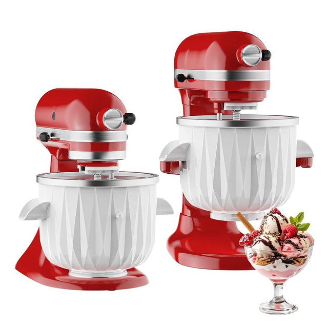 InnoMoon Ice Cream Maker Attachment for KitchenAid Stand Mixer, Compatible for Kitchenaid 4.5QT/5QT/6QT/7QT Stand Mixer, 2-Quart Frozen Yogurt, Sorbet Gelato Maker, Kitchen aid Ice Cream Maker(White)