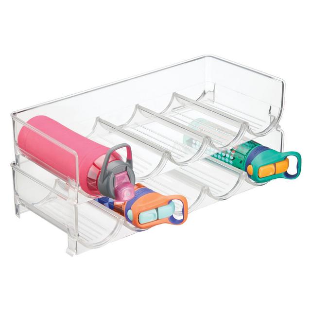 mDesign Water Bottle / Wine Rack Storage Organizer, 10 Bottles, 2 Pack - Clear