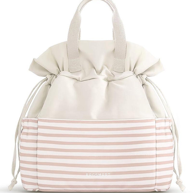 BAGSMART Lunch Bag Women Cute Lunch Box Drawstring Tote Cooler with Multi-Pockets Cinch Closure Insulated Tote for Work, Office, Outdoors