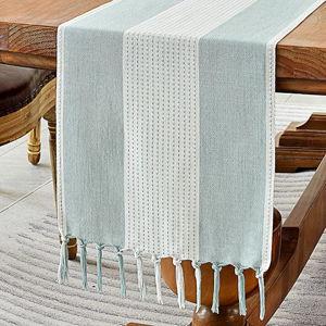 Wracra Linen Table Runner (Aqua Blue, 13x90")