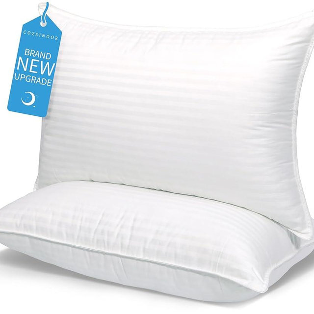 COZSINOOR Bed Pillows for Sleeping Queen Size - Hotel Quality Set of 2 - Breathable Down Alternative Microfiber Filled for Back, Stomach, Side Sleepers, Cooling & Skin-Friendly