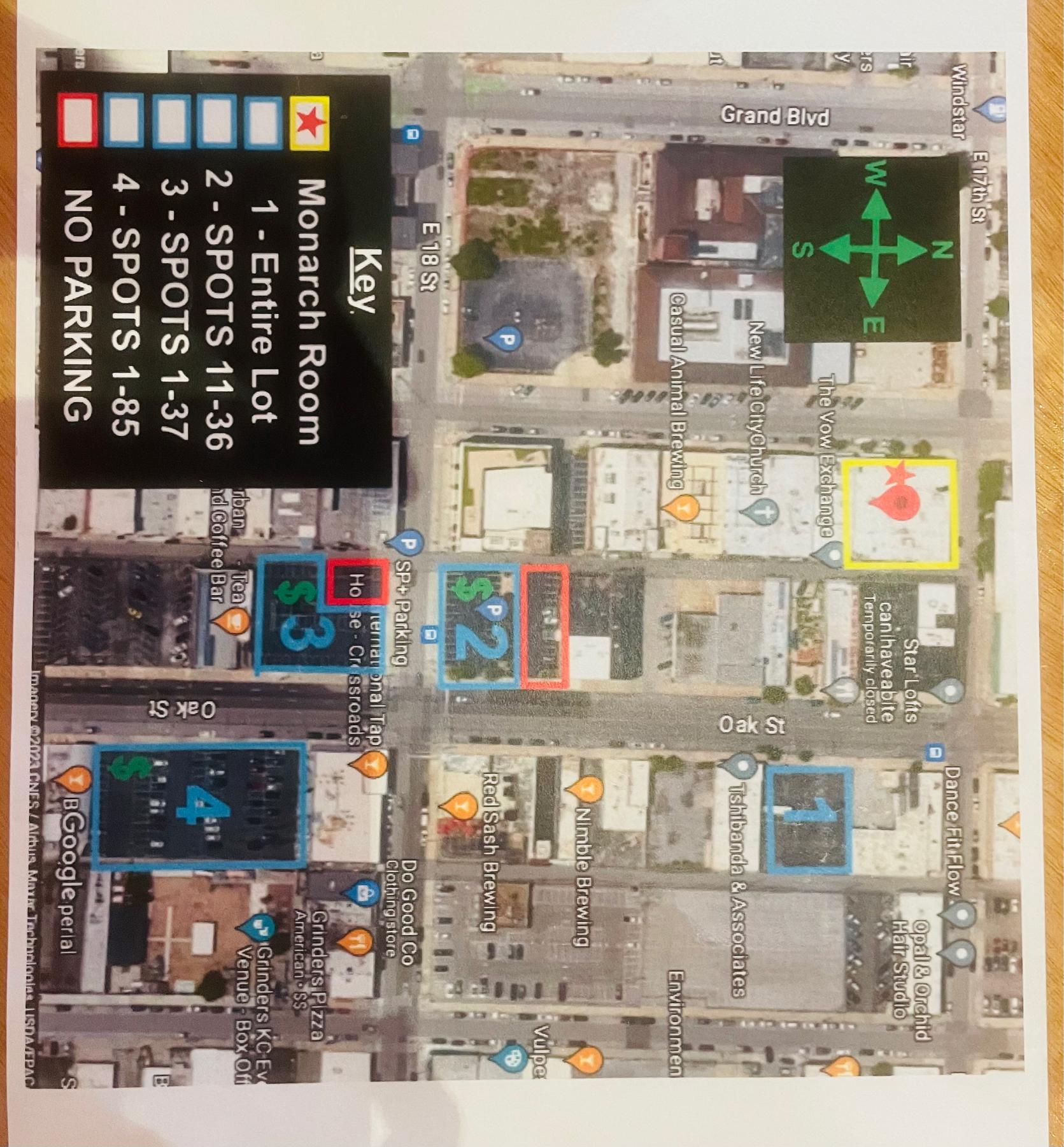 Parking at the Monarch Room