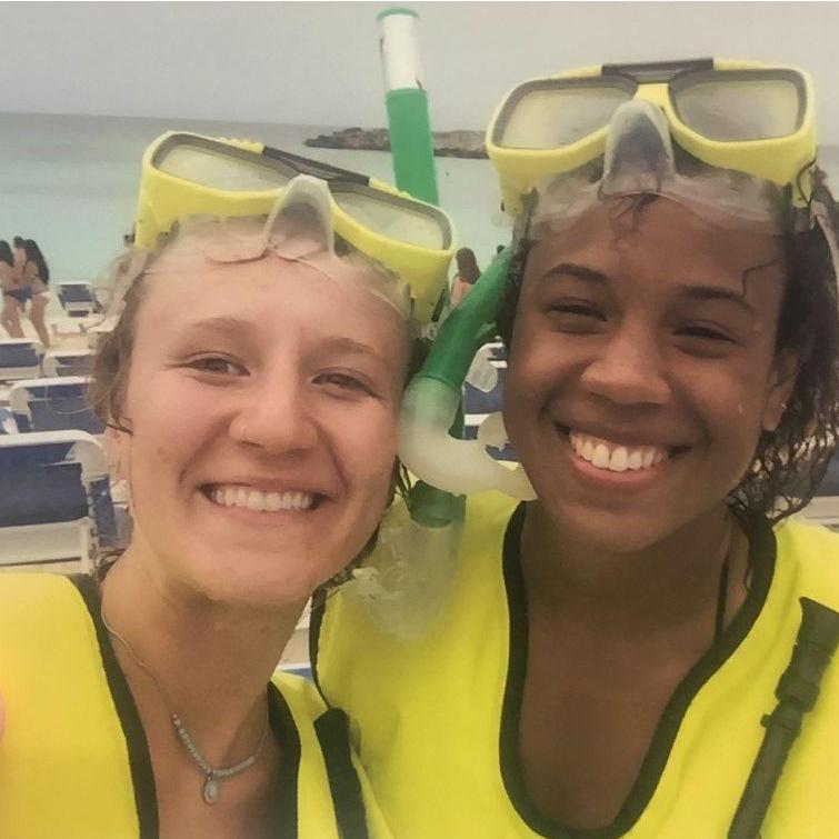 Snorkeling while on a cruise during spring break in 2016, our Junior year at NMU. Fun fact: we drove with friends from Marquette, MI to Miami, FL and back (yikes).