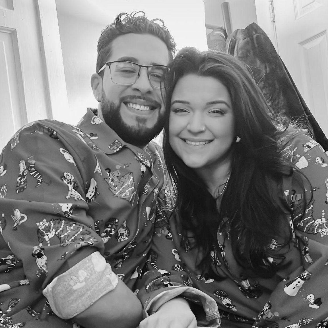 Matching jammies at the Gang's Secret Santa