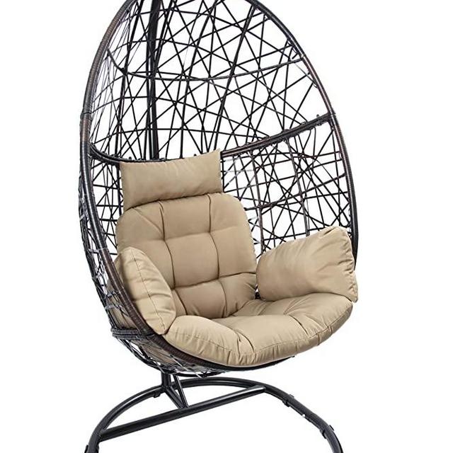 Luckyberry Egg Chair Outdoor Indoor Wicker Tear Drop Hanging Chair with Stand