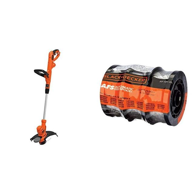 BLACK+DECKER String Trimmer with Trimmer Line, 30-Foot, 0.065-Inch, 3-Pack (BESTA510 & AF-100-3ZP)