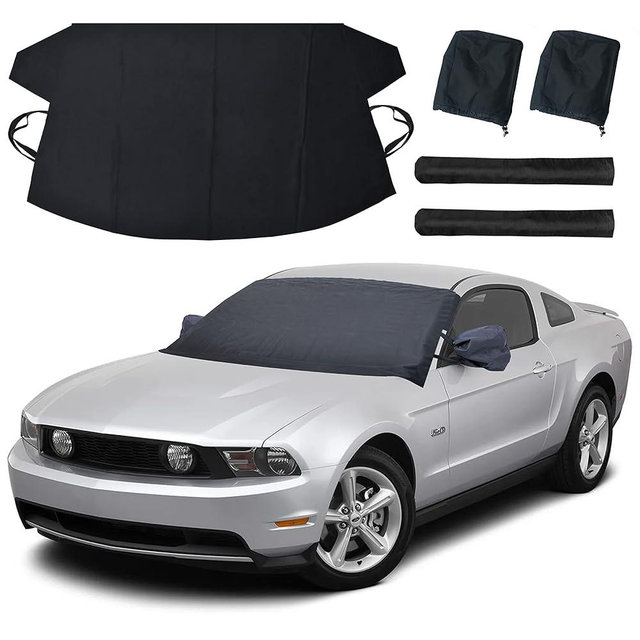 EcoNour Windshield Cover for Ice and Snow | Snow Cover for Car with Side Mirror & Wiper Protection | Durable 600D Oxford Fabric Winter Windshield Snow Cover for All-Weather Protection