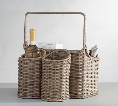 Willow Woven Picnic Caddy Gray