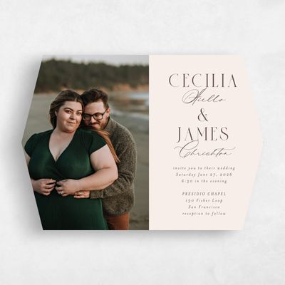 Beige Diamond Wedding Invitation - Shahira Photo