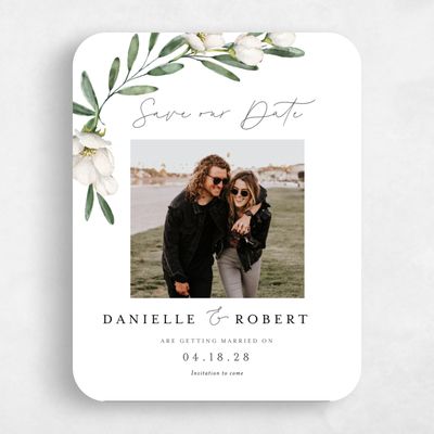 White Rounded Wedding Save the Date - Sundsvall Photo