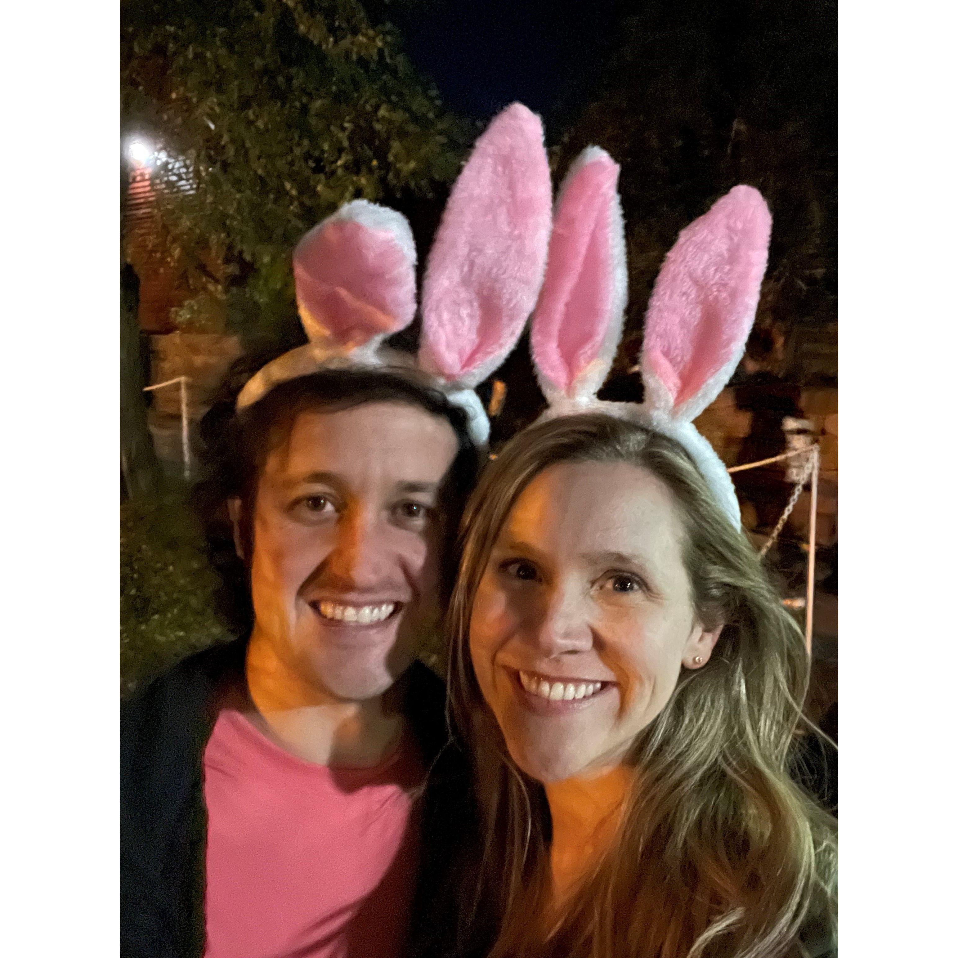 Two bunnies in Salem for Halloween.