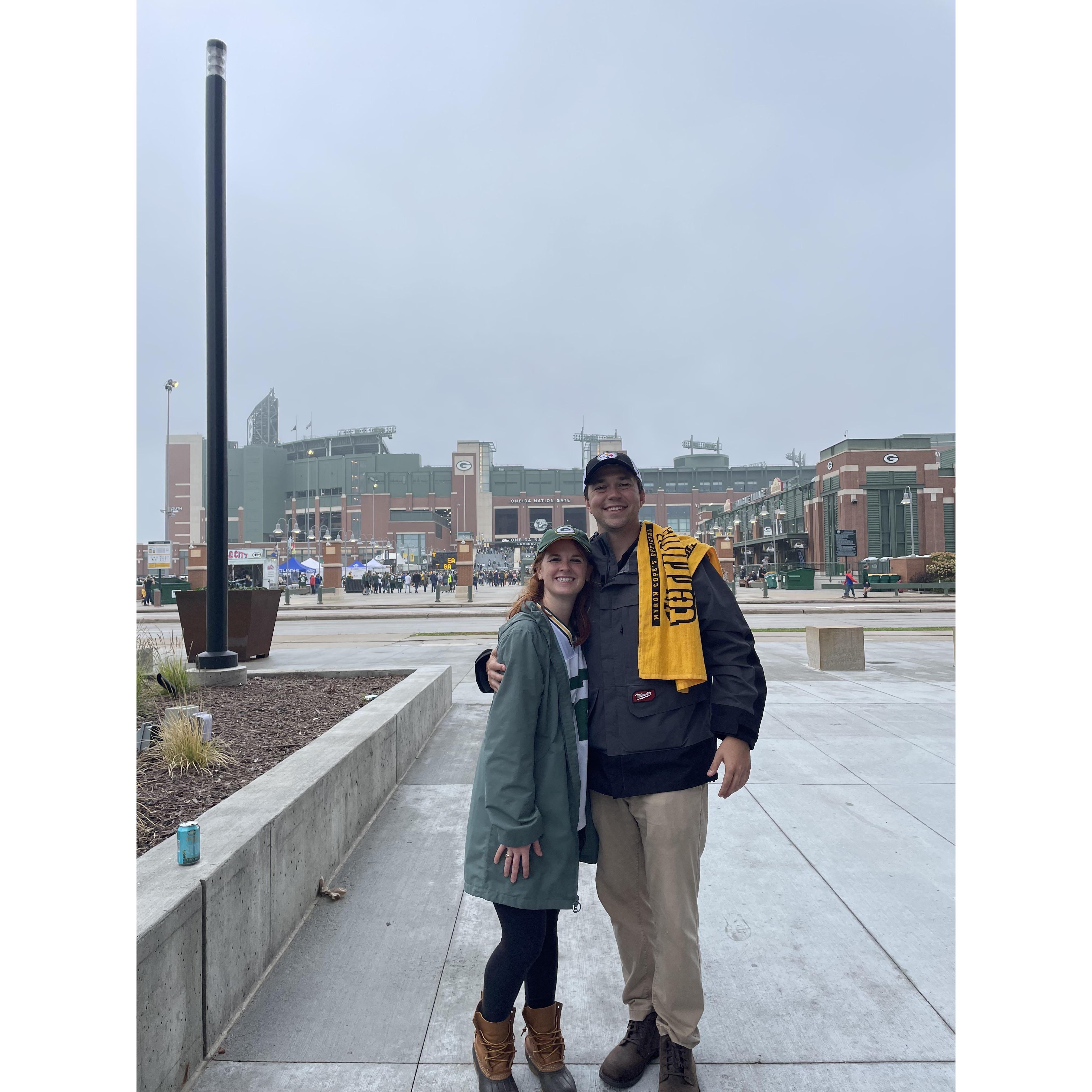 Can't get him to give up his Steelers for the Packers though (yet)!