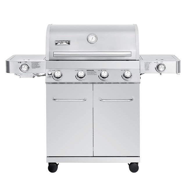 Monument Grills 4+2 Burner 72,000 BTUs Propane Gas Grill 700 sq.in. Stainless Steel Grill Built-In Thermometer, with two Side Burners