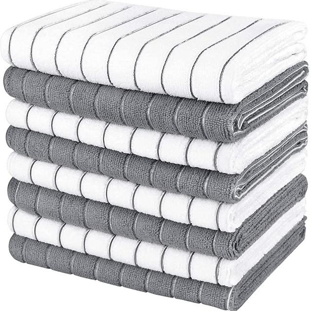 S&T INC. Soft, Absorbent Hand Towel with Hanging Loop, Microfiber Dish  Towels for Kitchen, 5 Pack, 18 Inch x 26 Inch, Grey