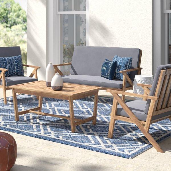 4 Piece Patio Sofa Set with Cushions