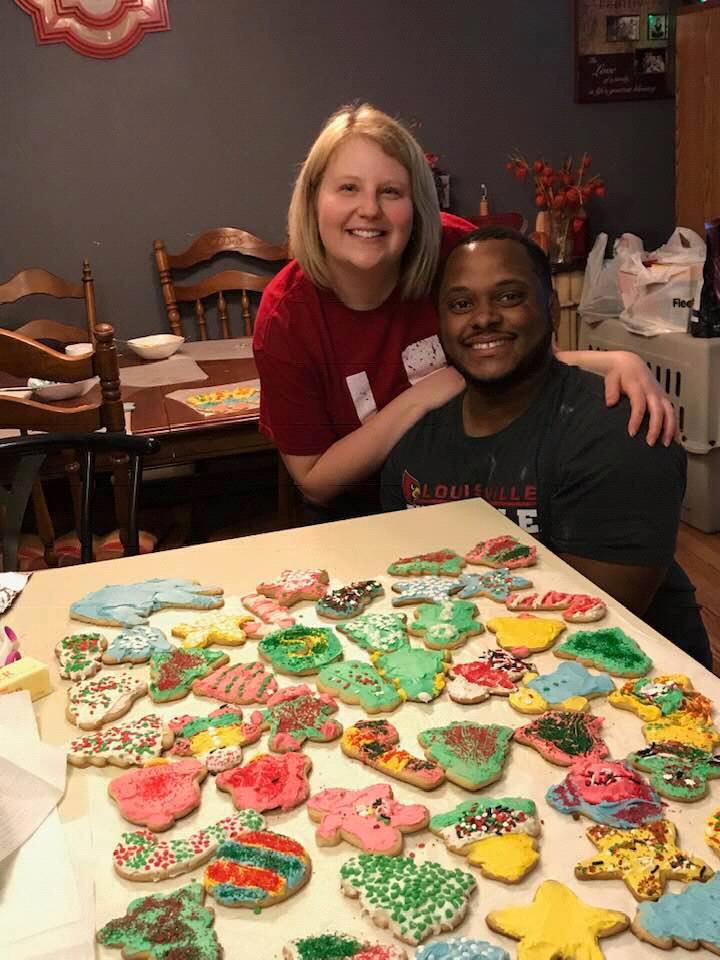 Terry's first time decorating Christmas Cookies, Christmas 2018