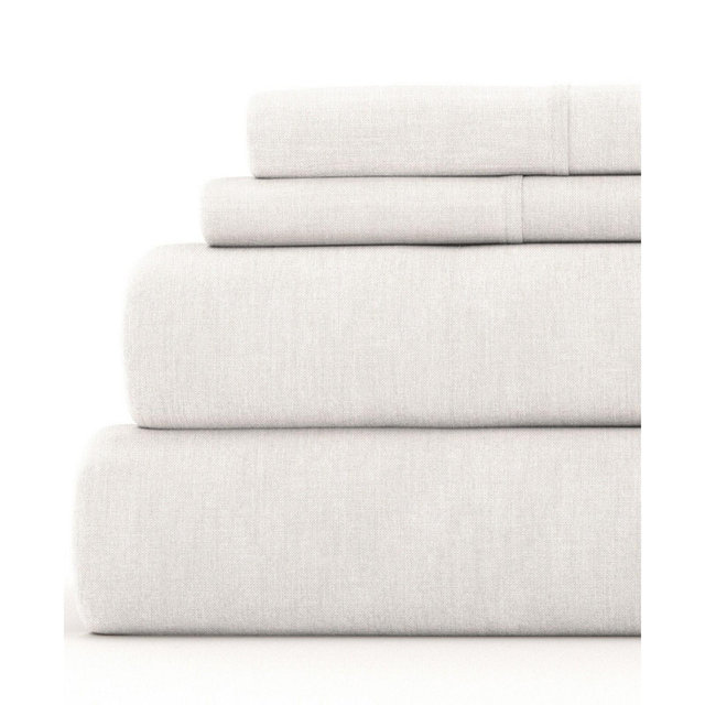 ienjoy Home Collection Linen Rayon From Bamboo Blend Deep Pocket 300 Thread Count 4 Piece Sheet Set, Queen