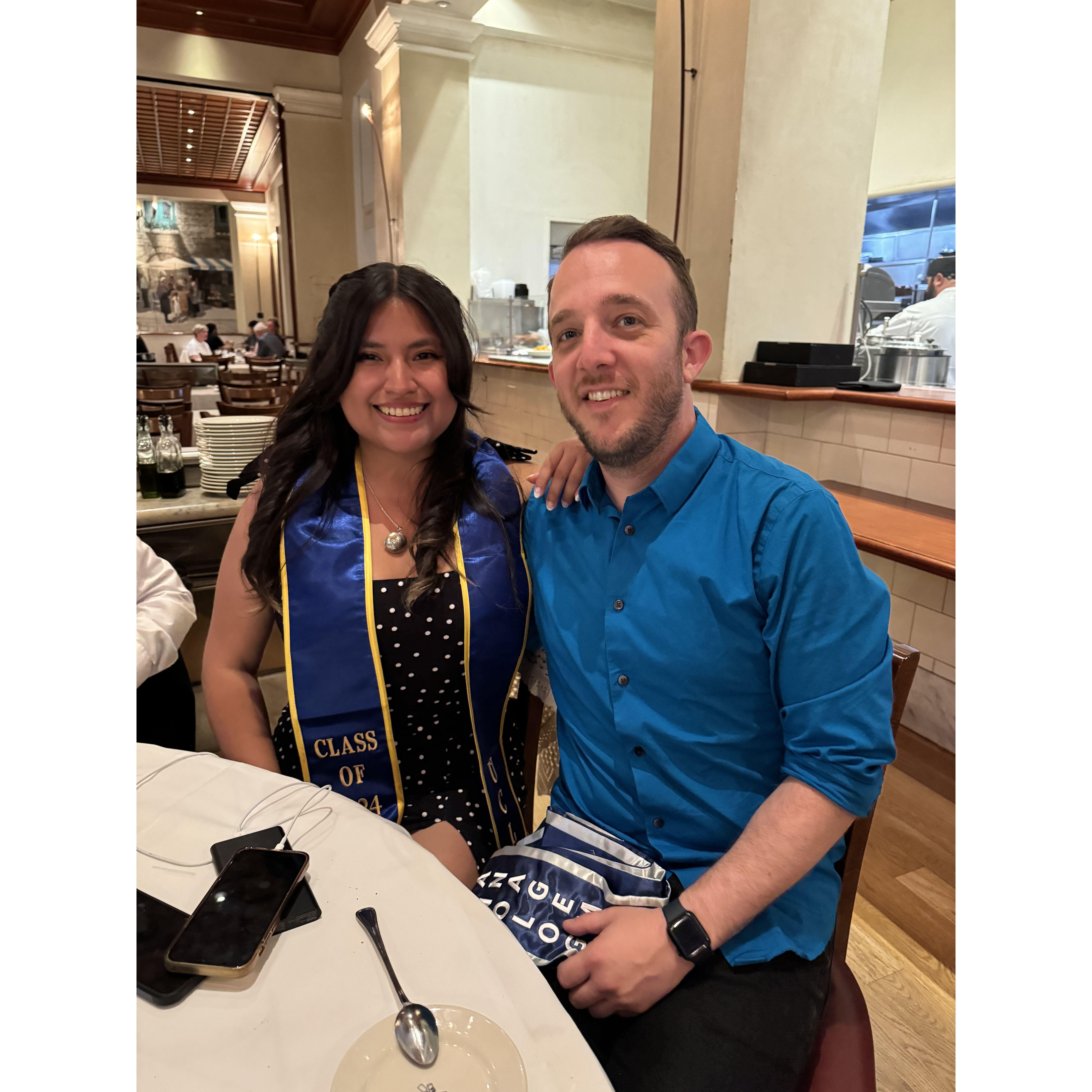 At my graduation dinner