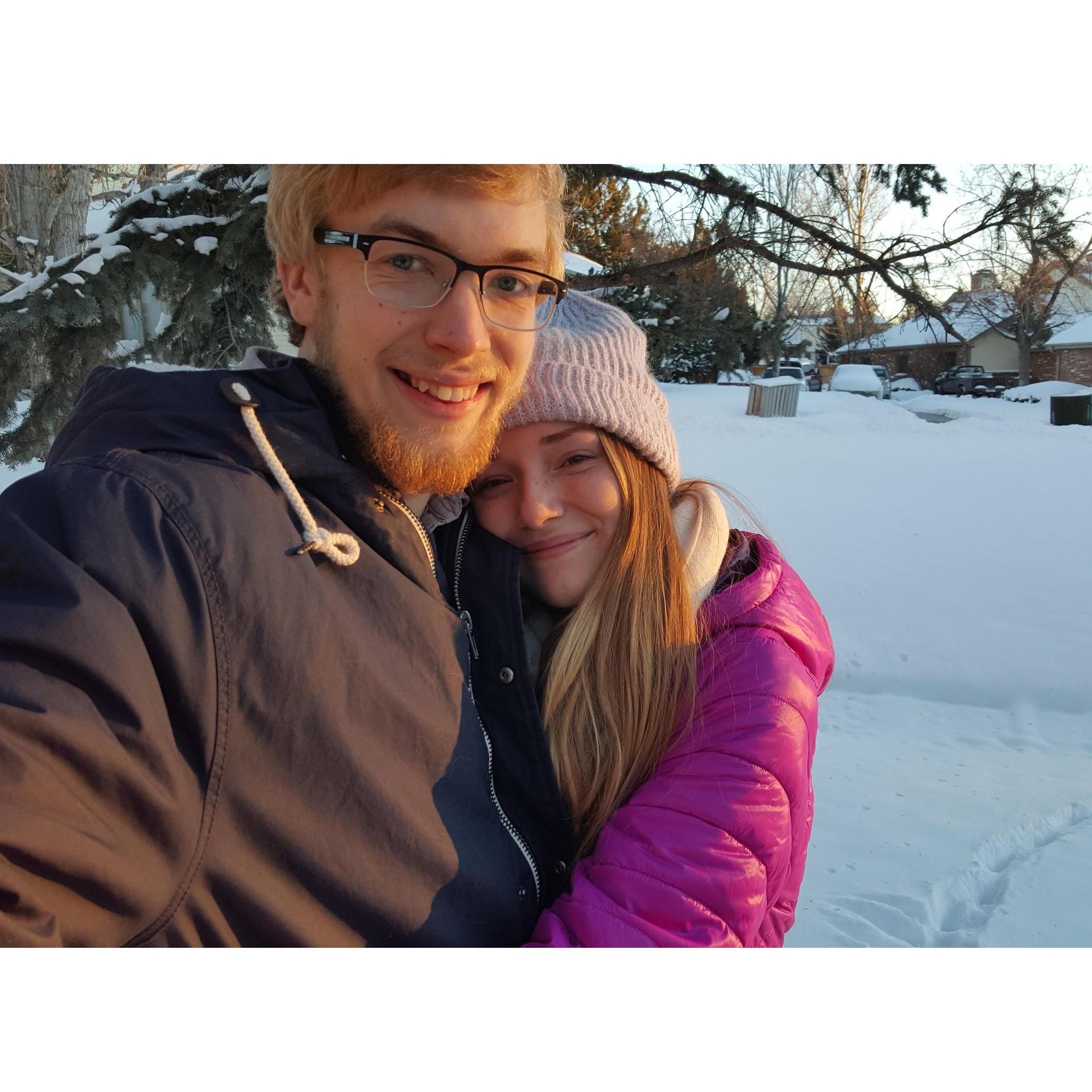 First time driving to Colorado AND with our two cats! I drove 20 hours like a baller. My first time seeing snow fall :)