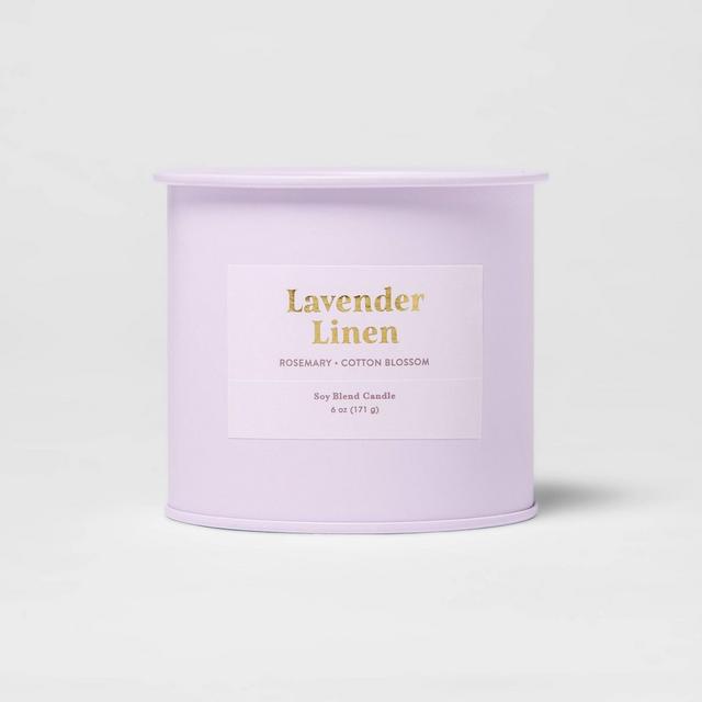 6oz Tin Jar Lavender Linen Candle - Threshold™