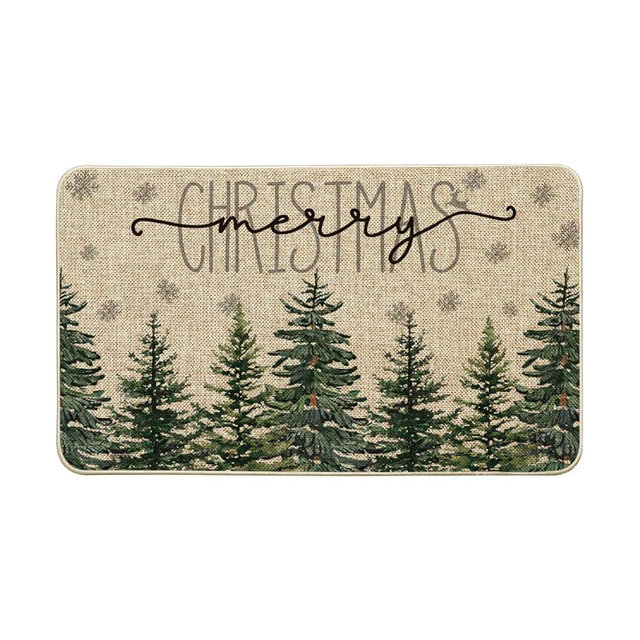 Artoid Mode Pine Trees Snowflakes Merry Christmas Welcome Decorative Doormat, Seasonal Winter Xmas Low-Profile Rug Switch Mat for Outdoor 17x29 Inch