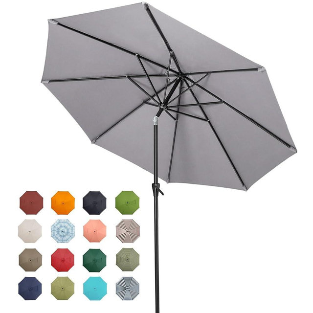 Tempera Patio Market Outdoor Table Umbrella with Push Button Tilt and Crank,Large Sun Umbrella with Sturdy Pole&Fade resistant canopy,Easy to set