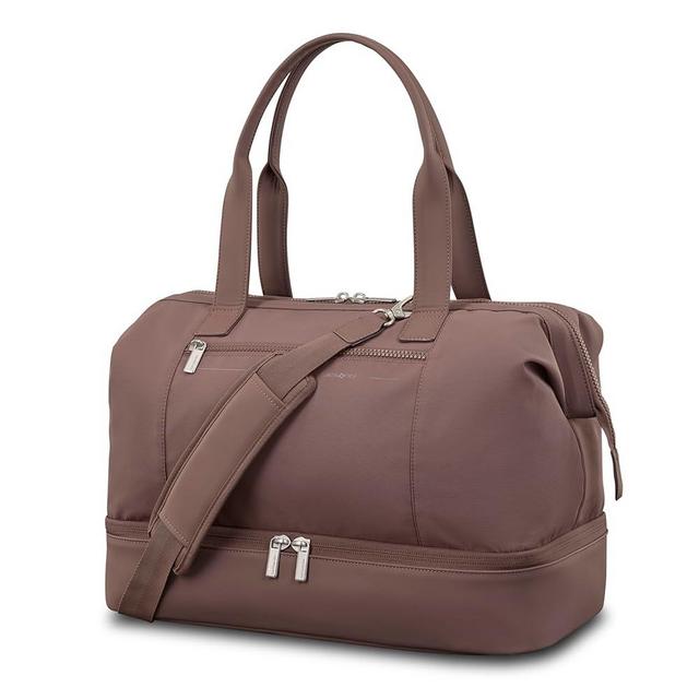 Samsonite Better Than Basics Weekender Duffle – Drop Bottom Travel Bag with 14” Laptop Compartment, SmartSleeve™ Trolley Strap, Adjustable Shoulder Strap, Durable RPET Lining, CHOCOLATE MAUVE