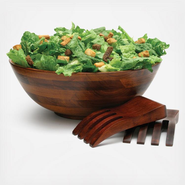 Lipper, Footed Serving Bowl with Salad Hands Zola