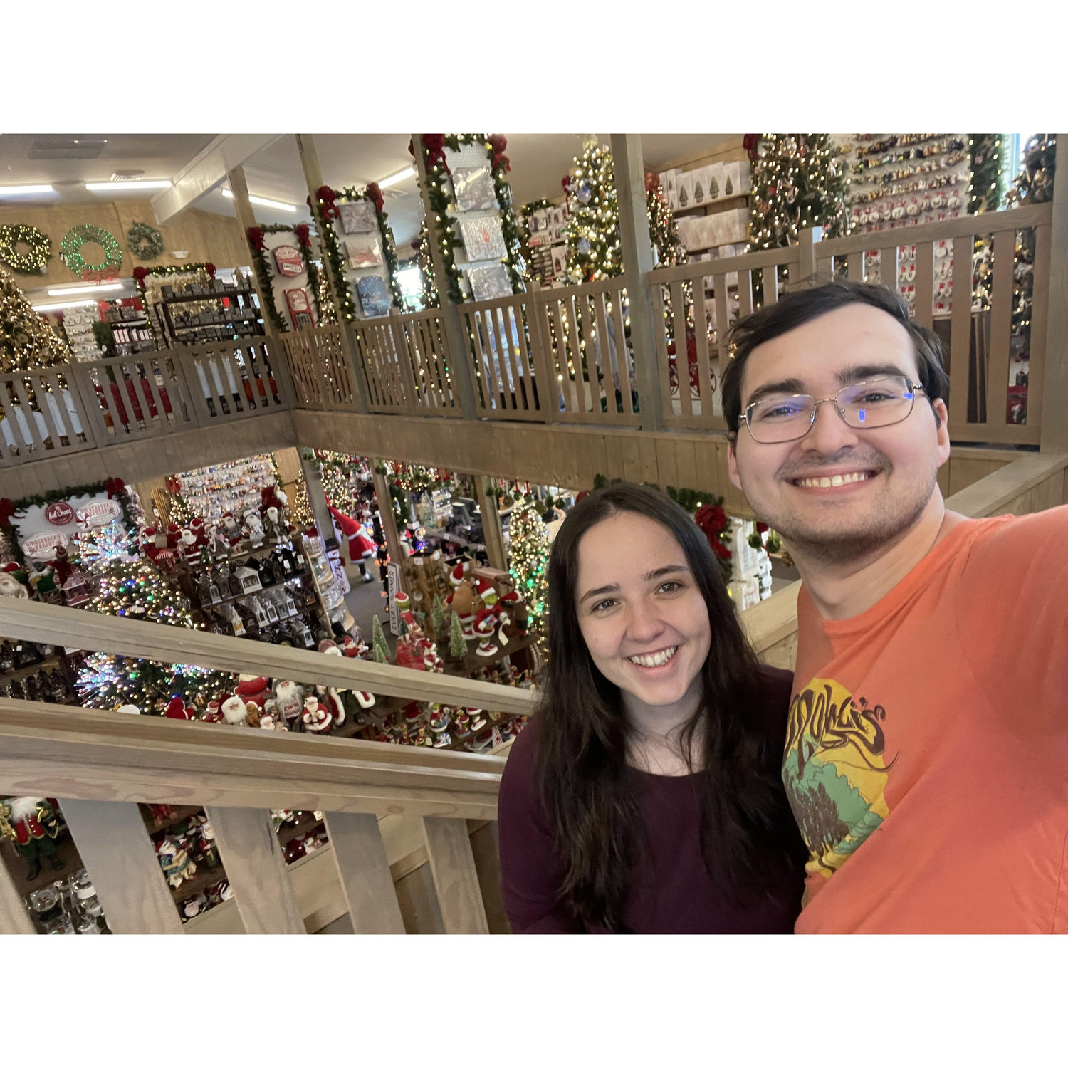 Us at the Christmas Mouse buying ornaments during our first trip to the Outer Banks.