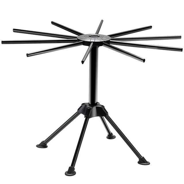 Ourokhome Collapsible Pasta Drying Rack- Household Spaghetti Noodle Dryer Stand with 10 Bar Handles for Home Hanging Spaghetti (Black)