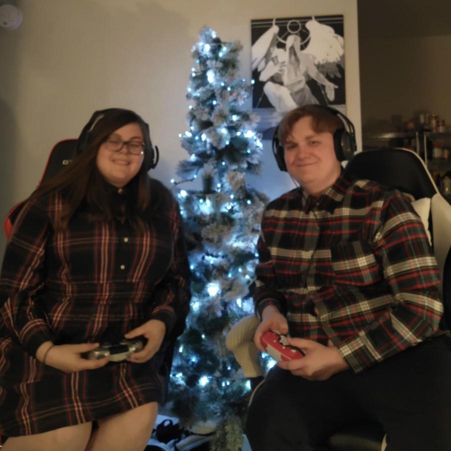 A match made in Heaven. Two gamers playing together.