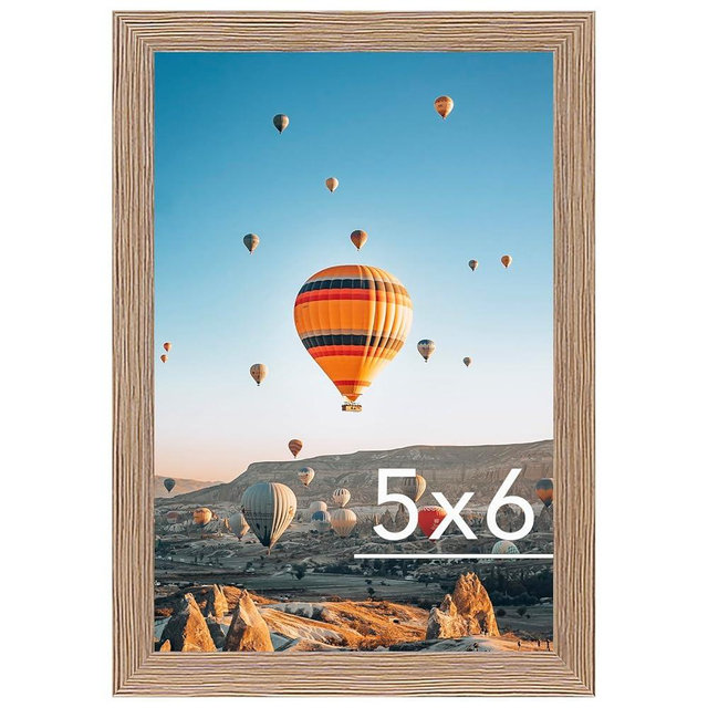 JCJMY 5x6 Picture Frame Rustic Brown for Wall Hanging or Tabletop, Wall Mounting Horizontally or Vertically, 5 x 6 Wall Gallery Poster Photo Frame with Shatter Resistant Plexiglass, Rustic Brown