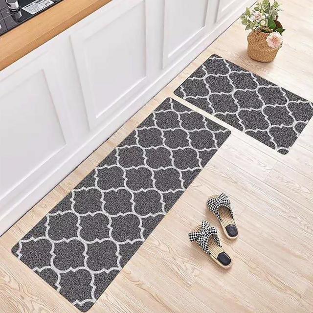 2 Pieces Kitchen Rugs Non-Slip Cushioned Chef Kitchen Mat Absorbent, Water Absorb Non-Slip Kitchen Rug Set