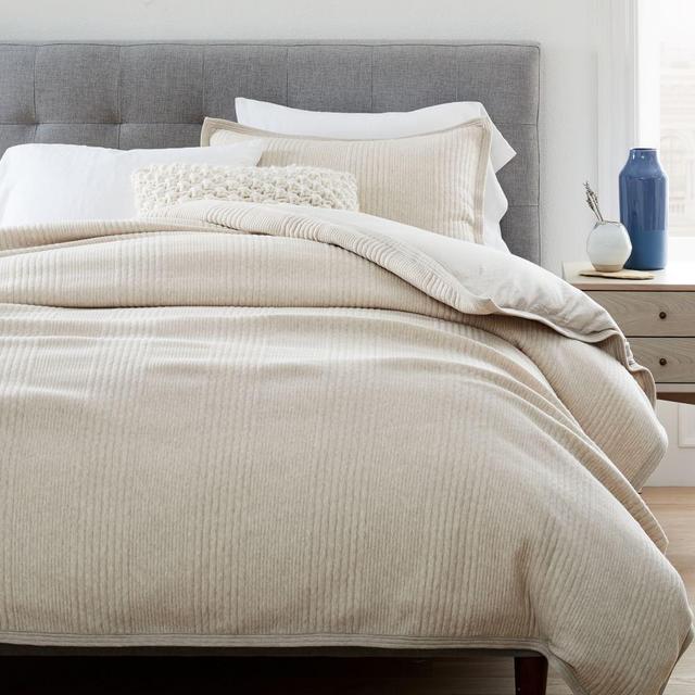 Cotton Cloud Jersey Duvet & King Sham, Oatmeal, King