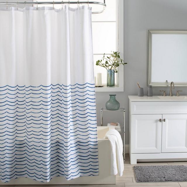 Waves Shower Curtain Dark Blue - Moda at Home