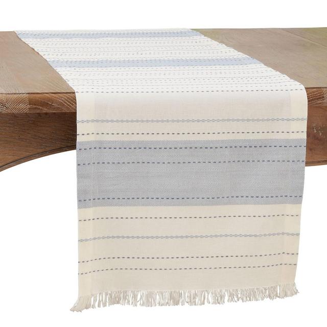 Saro Lifestyle Striped Dobby Design Dining Table Runner, Blue, 14" x 72"