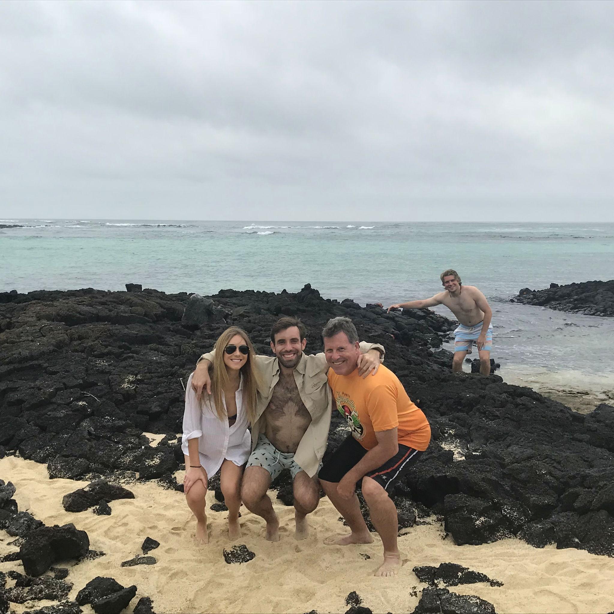 Galapagos - A beautiful Galápagos moment with Mike, Mary, and Jim—three happy explorers enjoying one of the most magical places on Earth together.