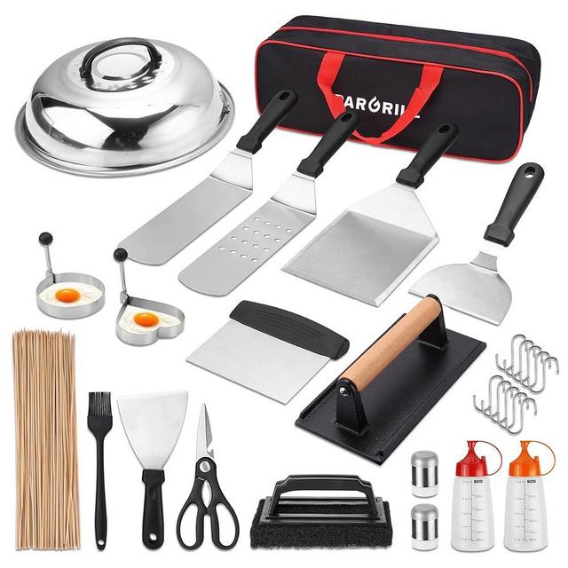 PARGRILL 128 PCS Griddle Accessories Kit - Premium Flat Top Grill Accessories Set for Blackstone & Camp Chef, Stainless Steel BBQ Tool Utensils Gift Grilling Set for Lover Outdoor Men Women dad
