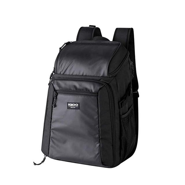Igloo Products Outdoorsman 32-Can Capacity Insulated Leak-Proof Hands-Free Cooler Backpack Bag with Adjustable Straps and Front Pocket, Black
