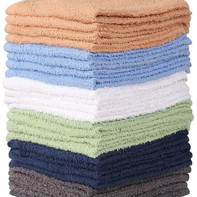 Towel and Linen Mart 100% Cotton - Wash Cloth Set - Pack of 24 , Flannel Face Cloths, Highly Absorbent and Soft Feel Fingertip Towels (Multi)
