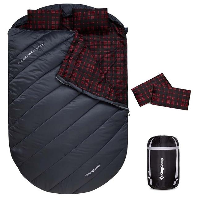 KingCamp Double Sleeping Bag with Pillows for Couples & Family, Queen Size Flannel Sleeping Bag for Camping Hiking and Outdoors