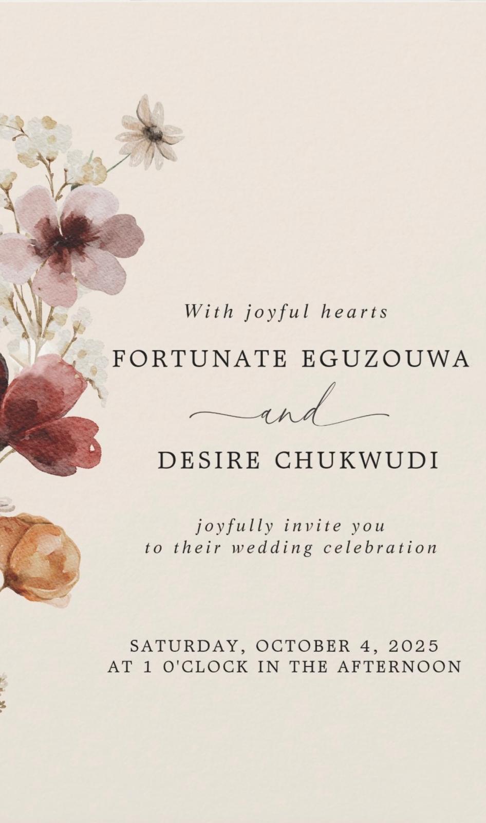 The Wedding Website of Fortunate Eguzouwa and Desire Chukwudi