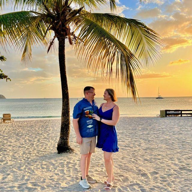 Brian was a good sport in St Lucia when Amanda wanted to take photos before dinner. The sunset was gorgeous every night.