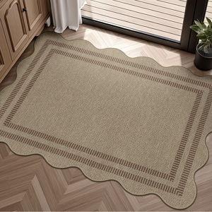 Easy Jute Outdoor Mats for Front Door, 2x3 Small Washable Kitchen Rugs, Farmhouse Brown Throw Rug Non Slip Indoor Outdoor Carpet for Entryway Porch Foyer