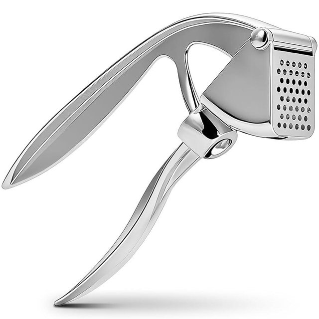 COKORA Garlic Press, Premium Kitchen Metal Garlic Crusher Masher Tool, Rust Proof & Dishwasher Safe, Heavy Duty Professional Garlic Mincer with Ergonomic Handle, Easy to Squeeze and Clean -Silver