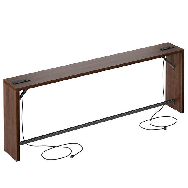 TIQLAB Sofa Table, 79''L x 9.1''W (1.2'' Thickness) Long Console Table Behind Couch, Entryway Table with Angled Metal Frame, Industrial Console Table, Black Walnut