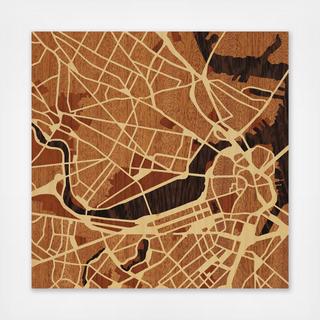 Boston/Cambridge Wood-Inlay Map