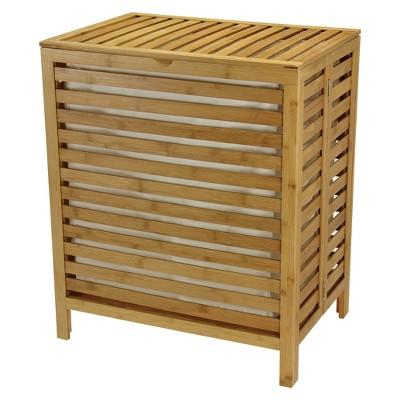 Household Essentials Bamboo Open-Slat Laundry Hamper with Removable Bag - Natural
