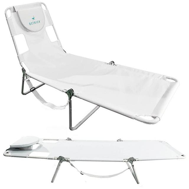 Ostrich Outdoor Folding Adjustable Recliner Chaise Lounge Chair for Beaches, Lakes, and Backyard Pools with Carrying Straps