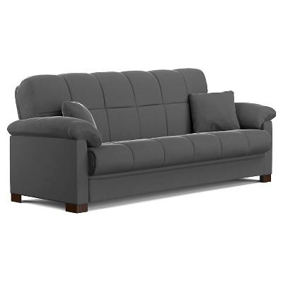 Maurice Microfiber Pillow Top Arm Convert-a-Couch Futon Sofa Sleeper -  Handy Living+D50